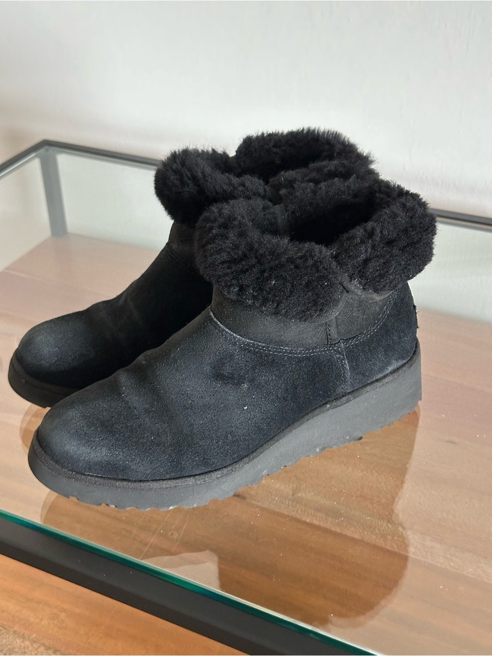 UGG Kristin Classic Slim Mini Boots Black Suede Size 6.5 - Picture 10 of 12